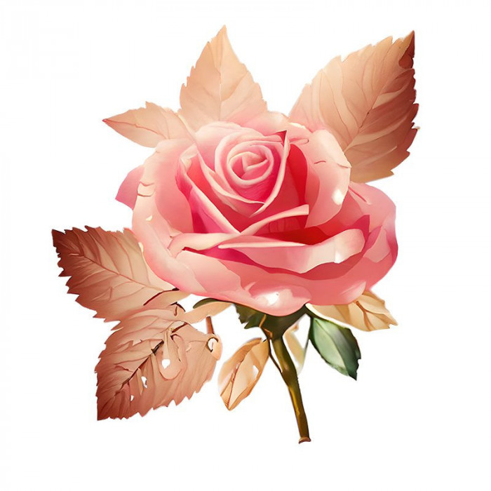 Sticker decorativ, Trandafir, Roz, 60 cm, 7557ST