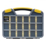Cutie Depozitare Scule, Model Compartimentat, Negru/Transparent, 32.5x25.8x4.8cm, 20 Compartimente Ajustabile