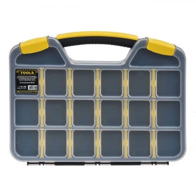 Cutie Depozitare Scule, Model Compartimentat, Negru/Transparent, 32.5x25.8x4.8cm, 20 Compartimente Ajustabile foto
