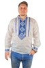 Bluza tip ie barbati BB24 alb/albastru , marimea S, Bumbac, La baza gatului