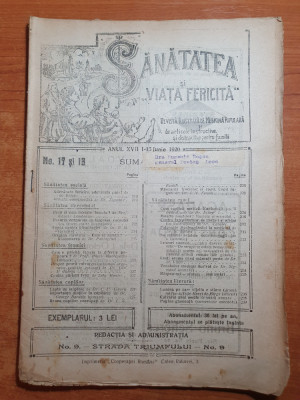 sanatatea si viata fericita 1-15 iunie 1920-revista de medicina populara foto