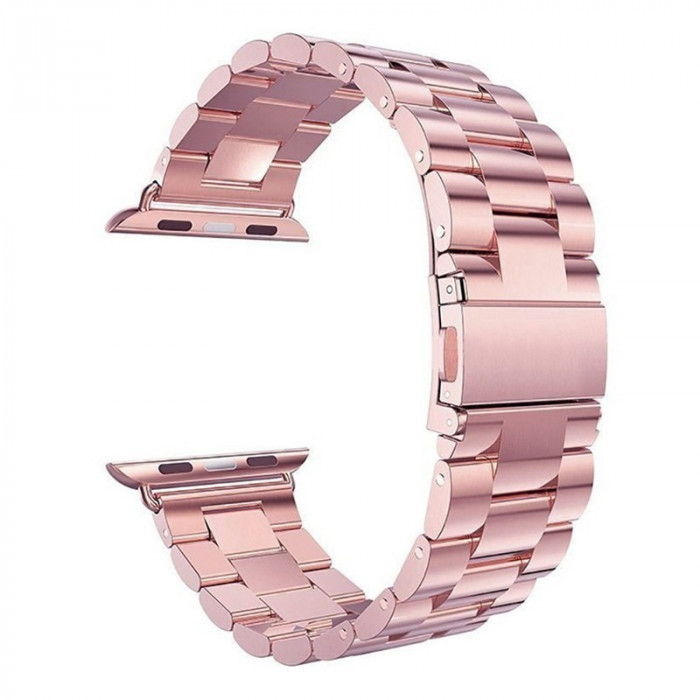 Curea metalica compatibila cu Apple Watch, 40mm, Pink/Rose