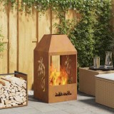 vidaXL Vatră de foc, 50x50x100 cm, oțel corten