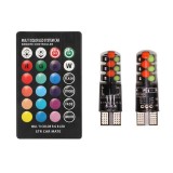 Set 2 becuri cu LED, siliconate, T10, RGB, 12V, cu telecomanda, 196798