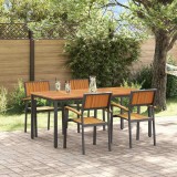 Cumpara ieftin Set de masă pentru grădină 5 pcs negru și maro 180 x 90 x 75 cm