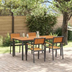 vidaXL Set de masă pentru grădină 5 pcs negru și maro 180 x 90 x 75 cm