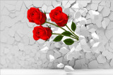 Fototapet Trandafiri rosii prin zid, 250 x 200 cm