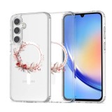 Husa pentru samsung galaxy a36 5g, atasare magnetica, magsafe, pink wreath 17, clear