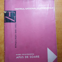 program teatrul national caragiale 1961-1962-apus de soare,d.olteanu,d.radulescu