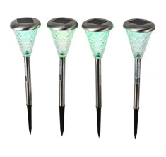 Set lumini solare de gradina, culori schimbatoare, sticla si metal, 4 bucati, 27 cm foto