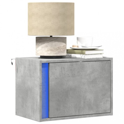 vidaXL Noptiere montate pe perete cu lumini LED, 2 buc., gri beton 852096 foto