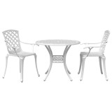 vidaXL Set bistro, 3 piese, alb, aluminiu turnat 3216332