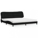 Cumpara ieftin Pat cu saltea, negru, 200x200 cm, textil