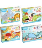 Puzzle pentru Copii cu Piese Mari și Cozină 4 &icirc;n 1 + Carte de Colorat 4 Tipuri