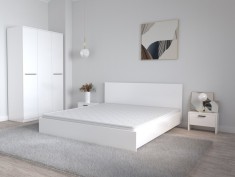 Dormitor Roxana Alb cu Pat Matrimonial Dulap Lorena 3 usi si Noptiere