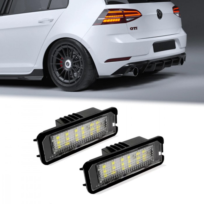 Set Lumini LED pentru Numar Inmatriculare, pentru VW Golf, Passat, etc., Skoda, Seat, Porsche