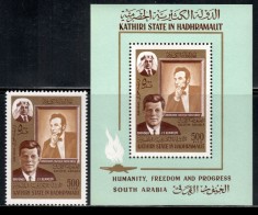 QU&#039;AITI STATE IN HADHRAMAUT - LINCOLN , KENNEDY COLITA+TIMBRU NESTAMPILATE