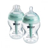 Set biberoane Advanced Anti-colici Natural Start cu autosterilizare din PP pentru 0 luni +, 2 x 260ml, Tommee Tippee