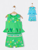 Cumpara ieftin Set elegant bluzita de vara cu pantalonasi pentru fetite Ciucurasi, Tongs baby (Culoare: Albastru, Marime: 6-9 luni)