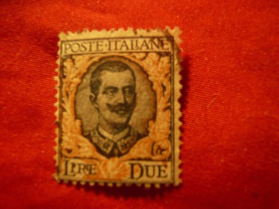 Timbru Italia 1923 Rege V.Emanuel III ,2 lire stampilat foto