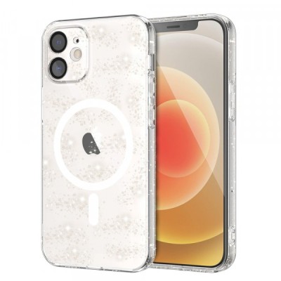Husa MagSafe pentru Apple iPhone 12, Techsuit, SparkleSkin, Transparenta foto