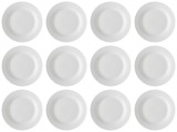 Set farfurii 12 piese pentru Fructe, din Portelan, Albe, diametru 19 cm