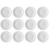 Set farfurii 12 piese pentru Fructe, din Portelan, Albe, diametru 19 cm
