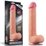 Dildo cap bombat și bile texturate 12 Dual Layered Platinum Silicone - 30cm x
