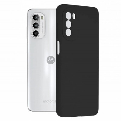 Husa Motorola Moto G52 Silicon Negru cu Microfibra SoftEdge foto