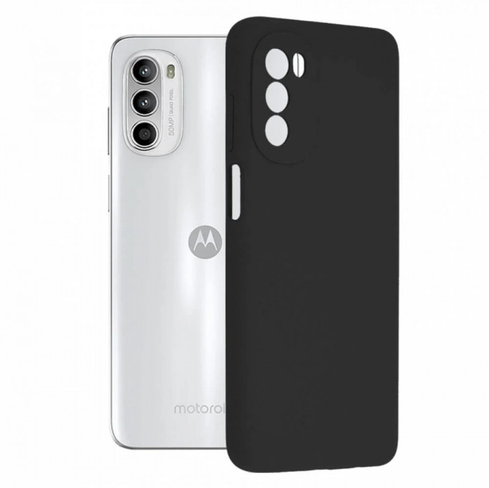 Husa Motorola Moto G52 Silicon Negru cu Microfibra SoftEdge