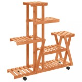 Cumpara ieftin Suport pentru flori cu roti, 95x25x101 cm, lemn masiv de brad