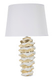 Lampa de masa, Glam Space, Mauro Ferretti, 1 x E27, 40W, &Oslash;33 x 53 cm, ceramica/fier/textil, alb/auriu