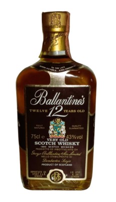 RARITATE whisky, ballantines, 12 YO CL 75 GR 43 ANII 80 IMP SPIRIT ITALY foto