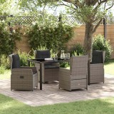 vidaXL Set de masă pentru grădină 5 pcs Gri poliratan