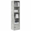 Biblioteca Gossi Gri Beton 31x24x127 cm Lemn Prelucrat Rafturi Multiple Dulap Usa Flexibila Depozitare Carti Obiecte Decor