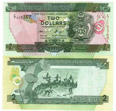 Insulele Solomon 2 Dollars 2011 P-25b UNC foto