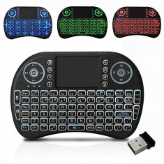 Mini Tastatura wireless 2.4 GHz iluminata RGB, pentru TV Box si Mini PC, Android OS, Smart TV