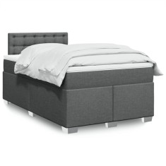 vidaXL Pat box spring cu saltea, gri &icirc;nchis, 120x190 cm, textil 3288142