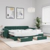 VidaXL Pat de zi cu extensie și sertare verde &icirc;nchis 90x200 cm catifea 3197003