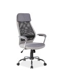 Scaun directorial cu suport lombar, SL Q336, tapiterie mesh si stofa, cadru cromat, tetiera incorporata, mecanism balans, 100 kg, gri