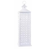 Felinar metal alb, sticla, 25 x 25 x 82 H
