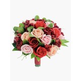 Buchet mare personalizabil cu trandafiri, plante decorative si frunze (Rosu, Multicolor)