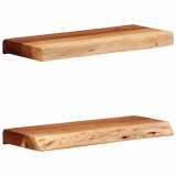 vidaXL Rafturi Perete Lemn Acacia 40x20x3.5cm Maro, Set 2 Bucati, Raft Plutitor, Montaj pe Perete