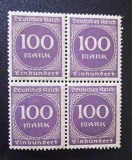 Germania Reich-ul German 1923 Hiperinflație Cifre 100 Mark Violet Bloc de 4 Neștampilat - OREF1