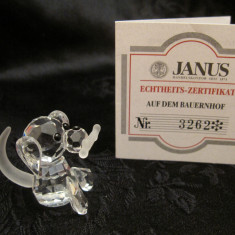 FIGURINA MINIATURA CRISTAL JANUS CU CERTIFICAT AUTENTICITATE ANUL 1995 - CAINE