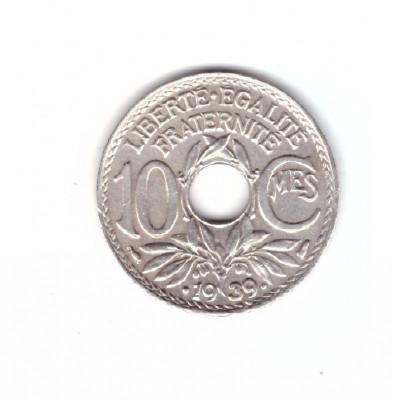 Moneda Franta 10 centimes 1939, stare buna, curata foto