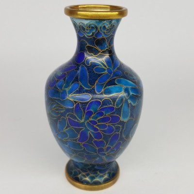 Vaza vintage bronz si email - CLOISONNE foto