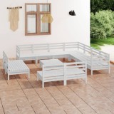 Cumpara ieftin Gossi set mobilier de gradina, 12 piese, alb, lemn masiv de pin