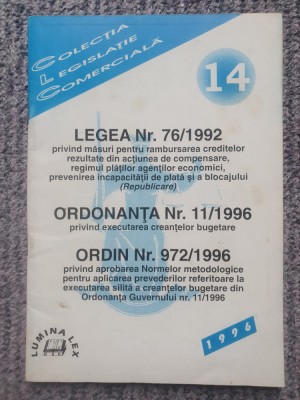 Colectia legislatie comerciala nr 14 din 1996, Legea 76/1992, 80 pag foto