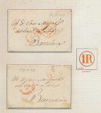 Spain 1847 Postal History Rare 2 x Stampless Cover to Barcelona DG.038